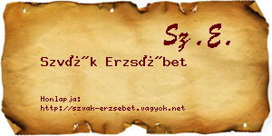 Szvák Erzsébet névjegykártya